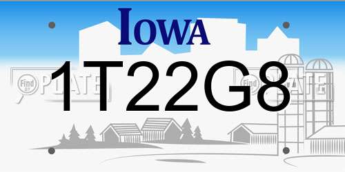 1T22G8 Iowa License Plate