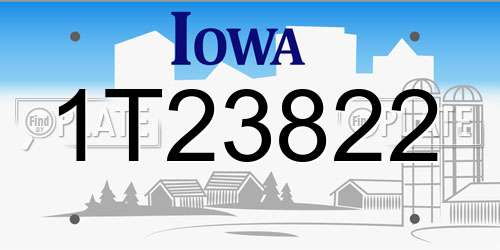 1T23822 Iowa License Plate