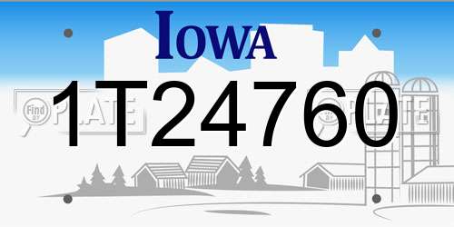 1T24760 Iowa License Plate