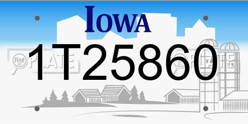 1T25860 Iowa License Plate