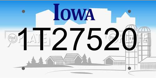 1T27520 Iowa License Plate