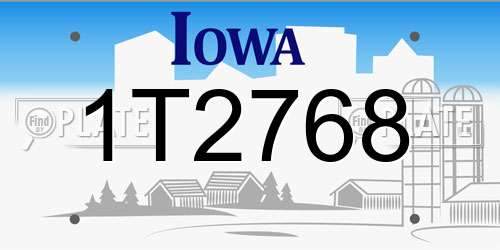 1T2768 Iowa License Plate