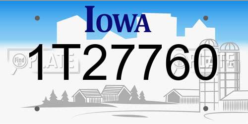 1T27760 Iowa License Plate