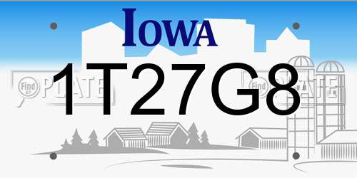 1T27G8 Iowa License Plate