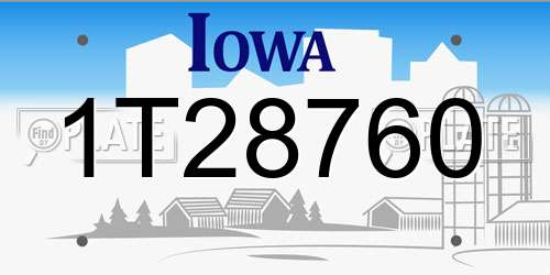 1T28760 Iowa License Plate