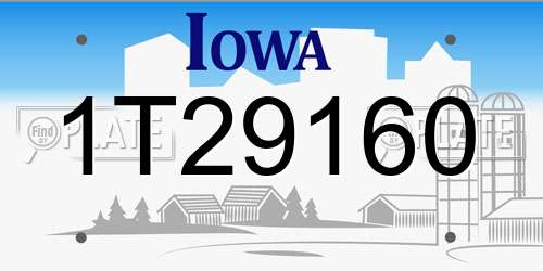1T29160 Iowa License Plate
