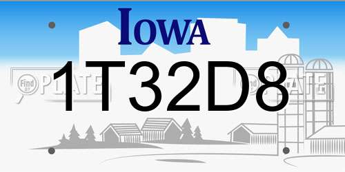 1T32D8 Iowa License Plate