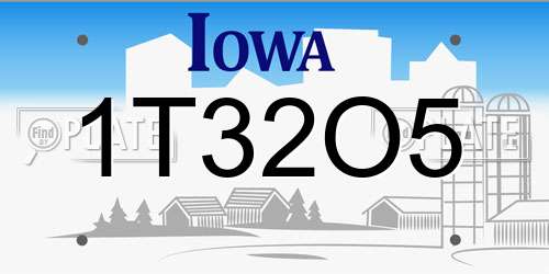 1T32O5 Iowa License Plate