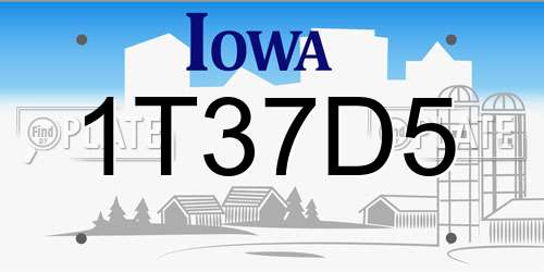 1T37D5 Iowa License Plate