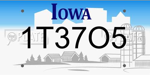 1T37O5 Iowa License Plate