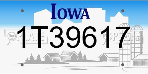 1T39617 Iowa License Plate