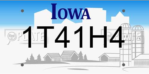 1T41H4 Iowa License Plate