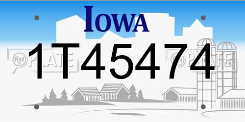 1T45474 Iowa License Plate