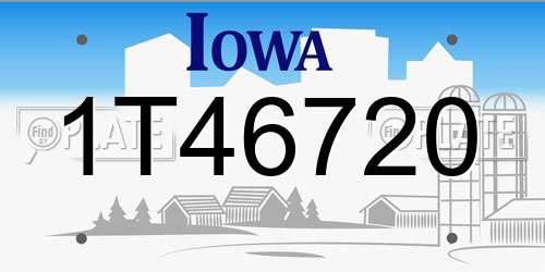 1T46720 Iowa License Plate