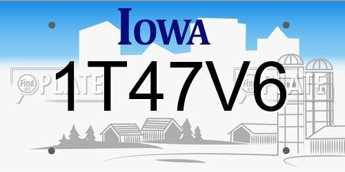 1T47V6 Iowa License Plate