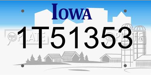 1T51353 Iowa License Plate