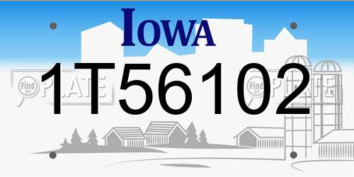 1T56102 Iowa License Plate