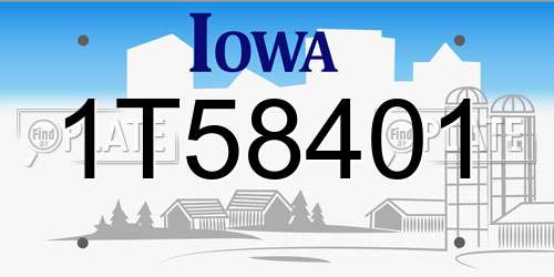 1T58401 Iowa License Plate