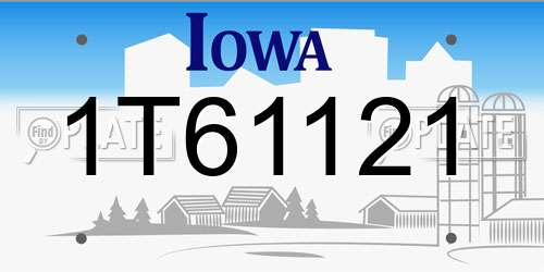1T61121 Iowa License Plate