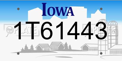 1T61443 Iowa License Plate