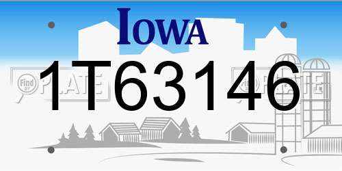 1T63146 Iowa License Plate