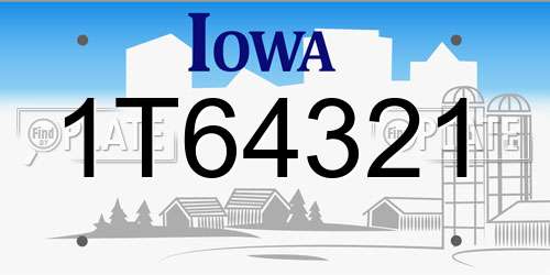 1T64321 Iowa License Plate