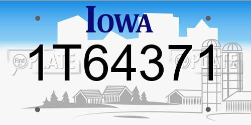 1T64371 Iowa License Plate