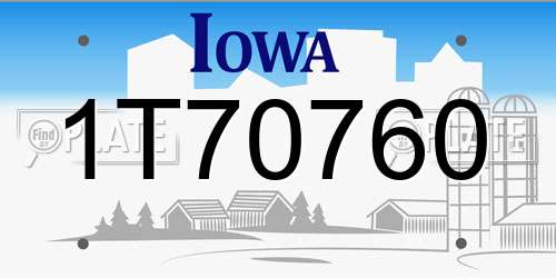 1T70760 Iowa License Plate