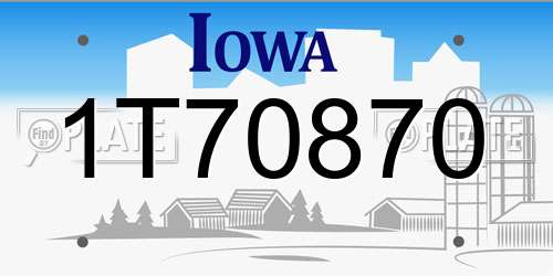 1T70870 Iowa License Plate