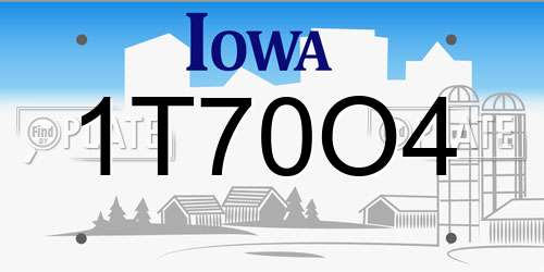 1T70O4 Iowa License Plate