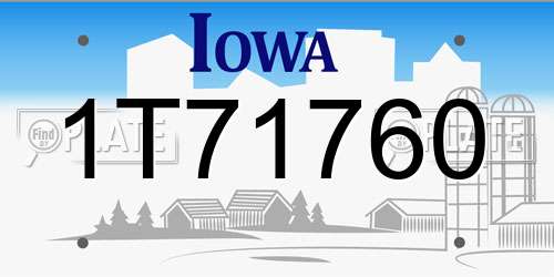 1T71760 Iowa License Plate