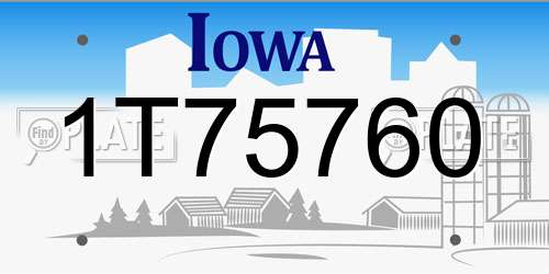 1T75760 Iowa License Plate