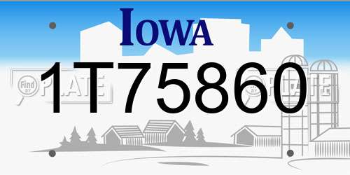1T75860 Iowa License Plate