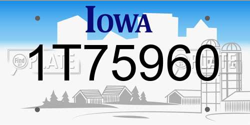 1T75960 Iowa License Plate