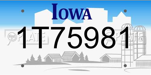 1T75981 Iowa License Plate