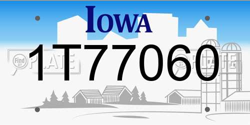 1T77060 Iowa License Plate