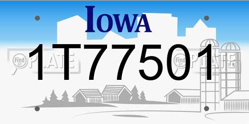 1T77501 Iowa License Plate