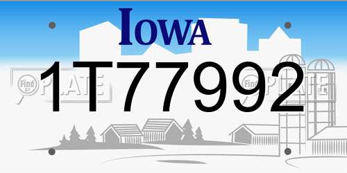 1T77992 Iowa License Plate