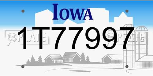 1T77997 Iowa License Plate
