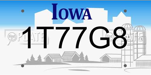 1T77G8 Iowa License Plate