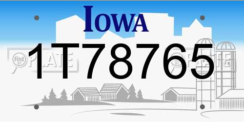 1T78765 Iowa License Plate