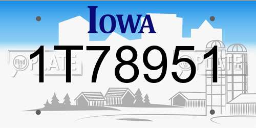 1T78951 Iowa License Plate
