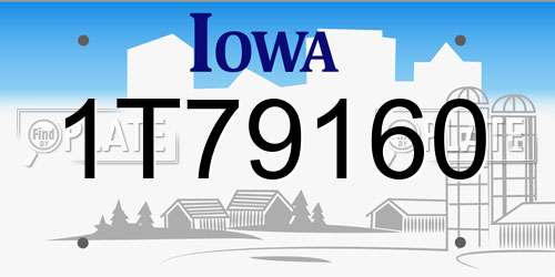 1T79160 Iowa License Plate