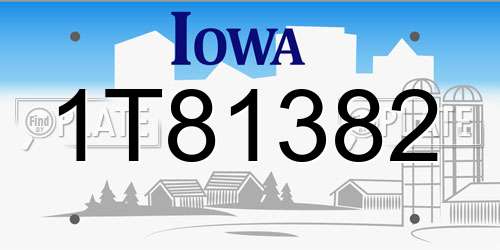 1T81382 Iowa License Plate
