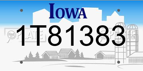 1T81383 Iowa License Plate
