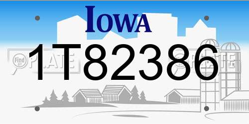 1T82386 Iowa License Plate