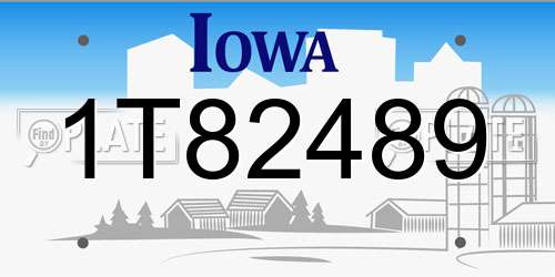 1T82489 Iowa License Plate