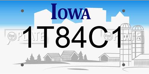 1T84C1 Iowa License Plate