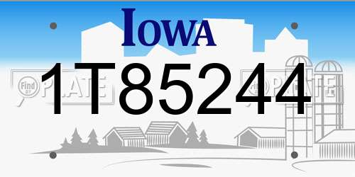 1T85244 Iowa License Plate