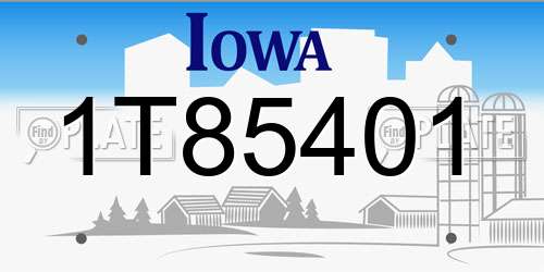 1T85401 Iowa License Plate